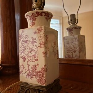 Red Chinoiserie Ceramic Table Lamp